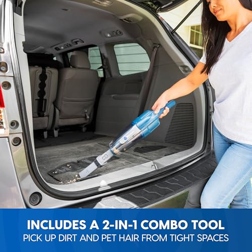 Vacmaster Portable 10.8V 2-in-1 Cordless Stick Lightweight Vacuum Cleaner with 2-Speed Power Control and LED Headlight for Hardwood Floor, Carpet & Pet Hair, Blue - style: Blue