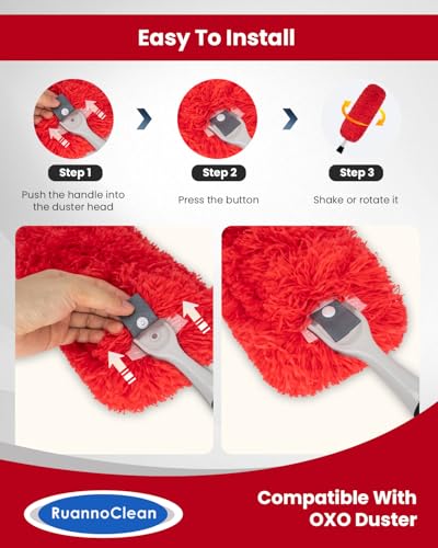 Microfiber Duster Refills Compatible with OXO Good Grips Hand Duster, Reusable Dusters Refill Washable Head Replacement for OXO Extendable Dusters for Cleaning -2 Pack, Red - color: Red, 2 Pack