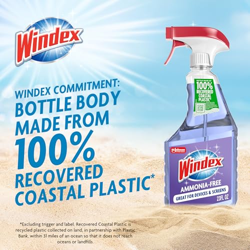 Windex Glass and Window Cleaner Spray Bottle, Ammonia Free, Packaging Designed to Prevent Leakage and Breaking, Crystal Rain Scent, 32 Fl Oz - size: 32 Fl Oz (Pack of 1)