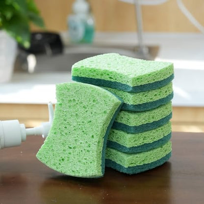6-Pack Non-Scratch Kitchen Sponges – Durable Dish Sponges for Dishes, Pots, and Pans, Perfect for Cleaning Stainless Steel, Dishwashing, and More, Green - color: Green