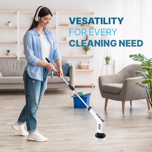PURSONIC Cordless Rechargeable Power Scrubber Brush with 7 Heads - Extendable & Versatile for Effortless Cleaning