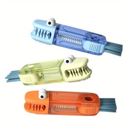 Cute Crocodile 3-in-1 Cup Brush - Multifunctional Kitchen Cleaning Tool for Bottles, Grooves & Lids with Durable Bristles, Portable Design for Home & Office Use - color: Green