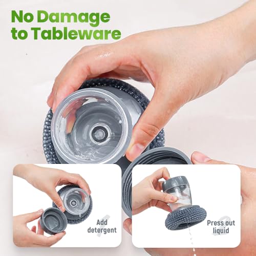 Dish Brush with Soap Dispenser, Soap Dispensing Dish Brush - with PET/Steel Wire Bristles, Kitchen Scrub Brush for Dishes Pots Pans Sinks (PET Head) - color: Pet Head