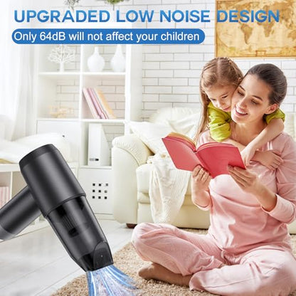 Handheld Vacuum,6-in-1 18000PA High Power Vacuum Cleaner/Air Duster,Portable Mini Vacuum Cleaner with Brushless Motor,Car Window Breaker and Seatbelt Cutter for Car Home(Grey)