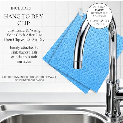 Swedish Kitchen Dish Cloths - 6 Pack Reusable Paper Towels for Counters & Dishes - Eco Friendly Cellulose Sponge Cloth (Blue) - color: K-blue