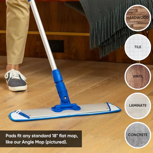 Microfiber Wholesale 18" Microfiber Wet Mop Pads, Bulk Case of 108 – Reusable, Machine-Washable Refills with Hook-and-Loop Backing – Fits Standard 18-Inch Flat Mop – Commercial Mop Pad Replacements - size: 18 inch 108 Case
