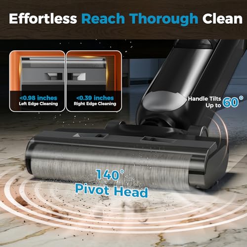 OLIXIS Wet Dry Vacuum Cleaner, Cordless All-in-One Vac Mops, Vacuum Mop with Self-Cleaning System, Dual Water Tank Design, Tangle-Free Brush, Dual-Edge Cleaning, 35-Min Runtime - color: Jet Black