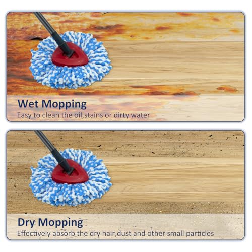 6 Pack Spin Mop Replace Head 𝐎𝐍𝐋𝐘 for O-cedar RinseClean 2 Tank Spin Mop,Mop Head Refill Replacement For O-cedar RinseClean 2 Tank System - Easy to Replace,100% Microfiber, All Floor Surface Clean - color: 6 Pack Blue & White