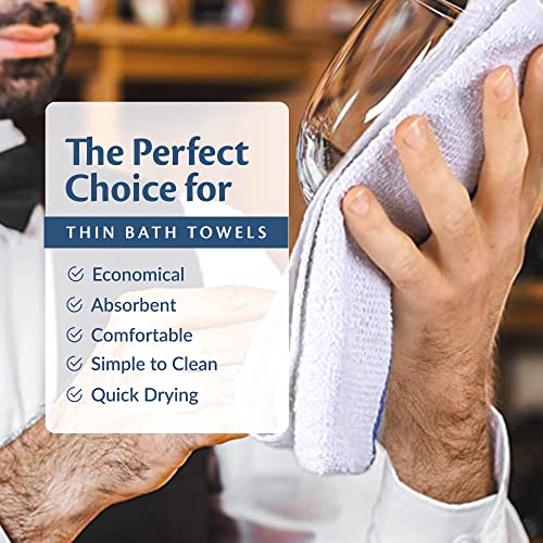 Universal Cleaning Towels, Bulk 24 Pack, 16” X 19” 100% Cotton Fully Bordered Commercial Grade Terry Weave Cloth Bar Mops for Everyday Restaurant or Home Use