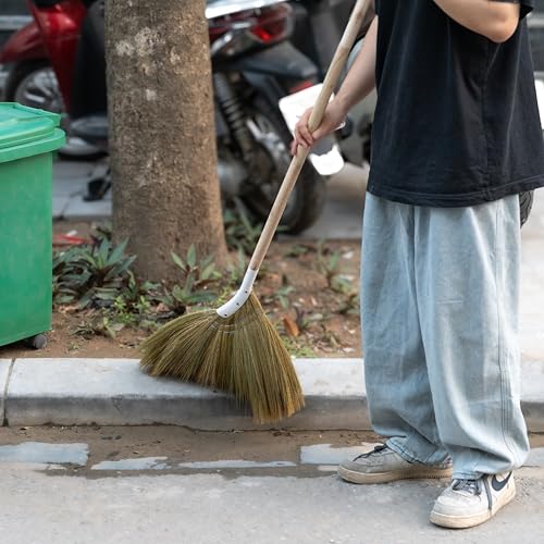 Natural Broom - Indoor Grass Broom - Long Handle Broomstick for House, Garage, Office, Lobby Room, Kitchen - color: Natural
