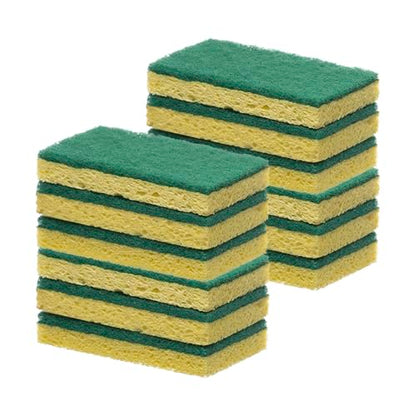 Scrubee Heavy Duty Scrub Sponge with Scouring Pad, Kitchen Dishwashing, Sink, Pot and Frying Pan Cellulose Scrubber Sponge Non Scratch. By Superio… (4.5" 12 Pack) - color: Green, size: 12-pack