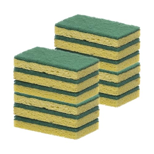Scrubee Heavy Duty Scrub Sponge with Scouring Pad, Kitchen Dishwashing, Sink, Pot and Frying Pan Cellulose Scrubber Sponge Non Scratch. By Superio… (4.5" 12 Pack) - color: Green, size: 12-pack