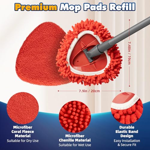 6 Pack Spin Mop Replace Head for O Cedar, Microfiber Mop Heads Replacements for Ocedar Easywring 1 Tank Spin Mop, Wet & Dry Use for Floors, Walls, Ceilings, and Windows Cleaning, Included Laundry Bag