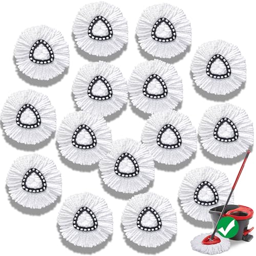 Mop Head Replacement for O-Cedar Easy Wring 1-Tank System，Exovyn Spin Mophead Replacements，Microfiber 15 Pack 360° Swivel Mop Refills，Deep Clean,Easy Cleaning，Machine Washable and Easy to Replace - size: 15 pack