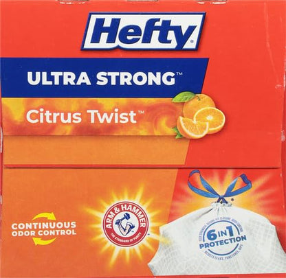 Hefty Ultra Strong Trash Bags 13 Gallon | Tall Kitchen | Drawstring Closure | Odor Control | Citrus Scent | 40 Bags, Pack of 6 - size: 40 Count (Pack of 6), style: Citrus Twist