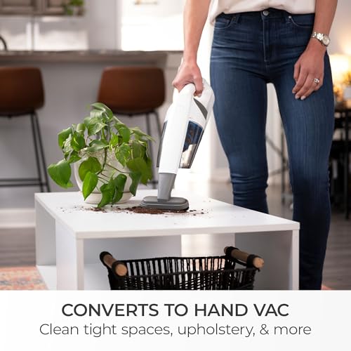 Kenmore DS1030 Cordless Stick Vacuum Lightweight Cleaner 2-Speed Power Suction LED Headlight 2-in-1 Handheld for Hardwood Floor, Carpet & Pet Hair, White - style: White