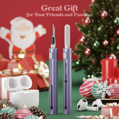 Hyashee Cleaner Kit for Airpods Pro 1 2 3 Multi-Function Cleaning Pen with Soft Brush Flocking Sponge for Bluetooth Earphones Case Cleaning Tools (Lavender Purple) - color: Lavender Purple