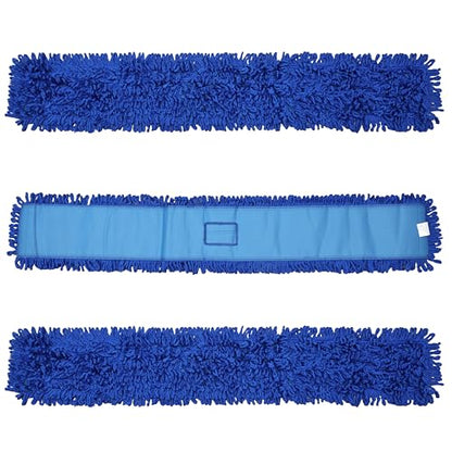 Kleen Handler 48 inch Microfiber Dust Mop | Extra Large Washable Commercial Mop Head Replacement, Pack of 3 - color: Blue - 48 Inch, size: 3 Pack