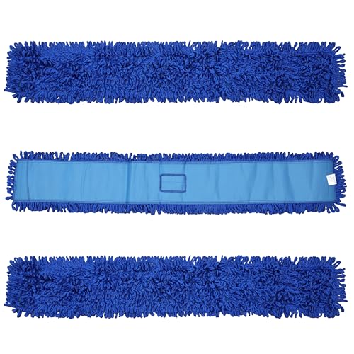 Kleen Handler 48 inch Microfiber Dust Mop | Extra Large Washable Commercial Mop Head Replacement, Pack of 3 - color: Blue - 48 Inch, size: 3 Pack