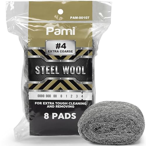 PAMI Extra Coarse #4 Stainless Steel Fiber Sponge Scrubbers Pack of 8 Steel Wool Pads Metal Sponges for Tough Cleaning Kitchen Bathroom - style: #4 - Extra Coarse