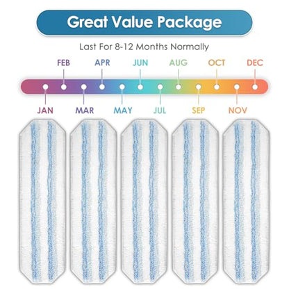 (5 Pack) H2prO Replacement Mop Pads Compatible with O-Cedar H2prO Mop, Microfiber Mop Head, Washable Mop Cloths, Mopping Pad, H2 Pro Mop Pad Refill Accessories