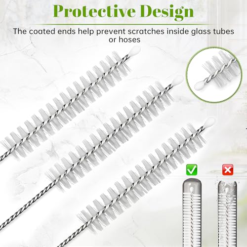 Straw Cleaner Brush Set, 10 Pieces 10 Inch Stainless Steel Handle Straw Brush Set, Extra Long Straw Brush for Tumbler, Sippy Cup, Water Bottle and Tubes - size: 10 inch white