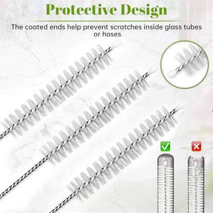 Straw Cleaner Brush Set, 10 Pieces 10 Inch Stainless Steel Handle Straw Brush Set, Extra Long Straw Brush for Tumbler, Sippy Cup, Water Bottle and Tubes - size: 10 inch white