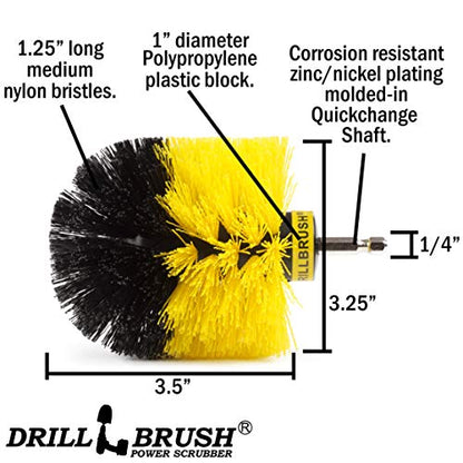 Drill Brush - Bathroom Cleaning Accessories - Shower Cleaner Brush - Scrub Brush - Bath Mat - Bathtub Brush - Sink Brush - Toilet Scrubbing Brush - Tile Flooring Cleaner - Grout Cleaner Brush for Home - color: All Purpose Medium-yellow