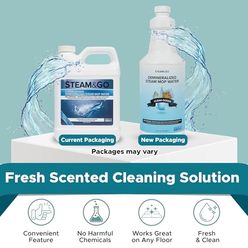 Steam & Go Demineralized Water for Steam Mop – Clean Ocean Scent, 32 oz (Pack of 1) | Scented Floor Cleaner Solution, Ready-to-Use, Compatible with Any Steam Cleaner - size: 32 Fl Oz (Pack of 1)
