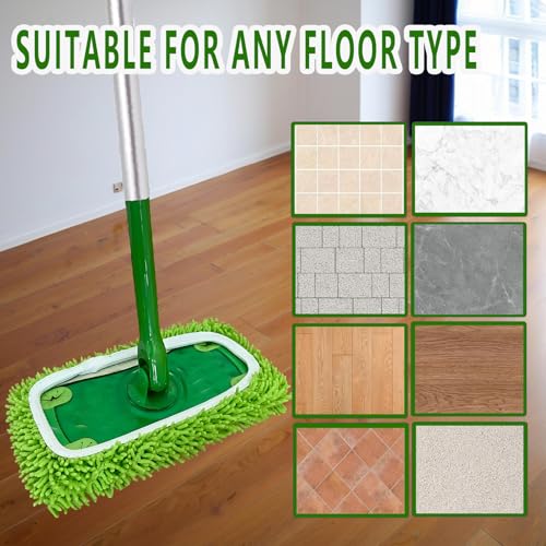 8PCS Reusable Microfiber Mop Pads Washable Wet Pads Compatible with Swiffer Sweeper Refills Pads for Wet & Dry Sweeping Cloths Mop Head Replacement for Household Cleaning - size: Green 8PCS