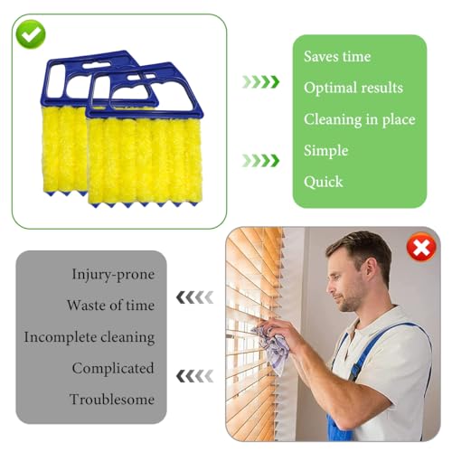 DXNQ 2 PCS Blind Cleaner Duster Tool, Window Venetian Hand-held 7 Finger Dusting Cleaner Brush, Blinds Cleaning Brush Tool for Window Shutters Air Conditioner, Car Accessories (Blue) - color: Blue, 2pcs