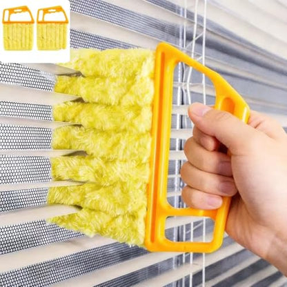 2pcs Microfibers Washable Window Cleaning Brushes for Effortless Dust Collection and Blinds Cleaning, Yellow - color: Yellow