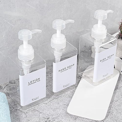 Refillable Shampoo and Conditioner Bottles for Shower Wall,Shampoo and Conditioner Dispenser with Pump No Drill (3 Bottles-Clear) - color: 3 Bottles-clear