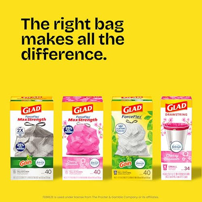 Glad Large 30 Gallon Trash Bags, Unscented Heavy Duty Garbage Bags, Forceflex with Drawstring, 68 Count (Packaging May Vary) - size: 68 Count (Pack of 1)