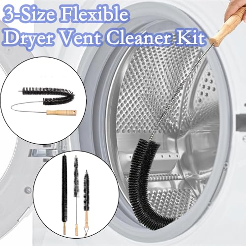 Dryer Vent Cleaner Kit 5Pcs Long Brush Cleaning Set for Lint Removes & Hair Clogs Dryer Vent Cleaning Crevice Brush Tools for Refrigerator Coils, AC, Drain Snake