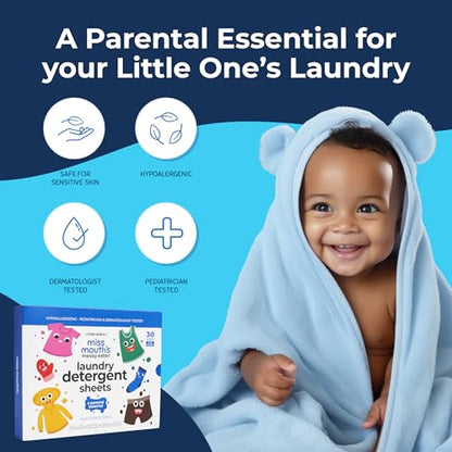 Miss Mouth's Stain Remover Spray & Detergent Sheet Bundle - 3 Bottles, 30 Sheets - On-the-Go Cleaning for Diaper Bag Essentials - Fresh & Set-In Stain Removal for Baby Laundry - style: 3 Pack + Detergent Sheets