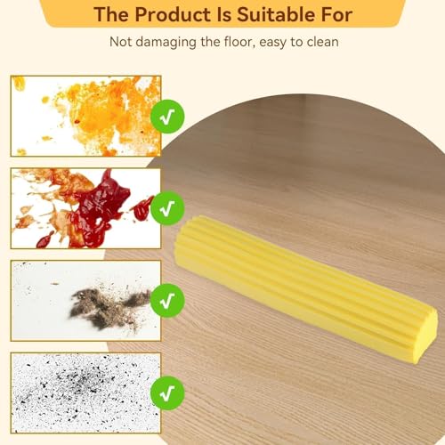 Sponge Mops for Floor Cleaning, Telescopic Handle Mop Squeegee Mop Mop Head Refills PVA Sponge Roller Replacements, Super Absorbent Roller Refill for Home Cleaning Tool, Yellow, Set of 2 （Only Head）