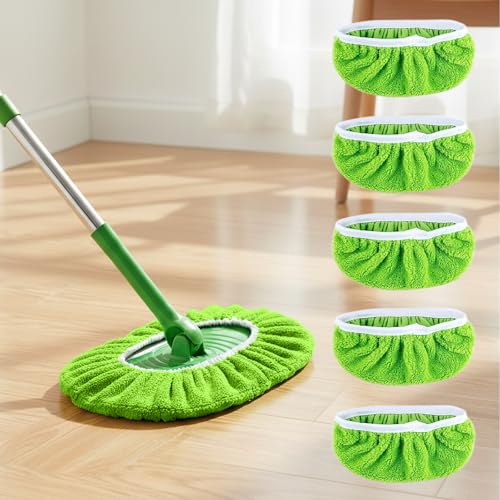 5 Pack Reusable Microfiber Mop Pads - Dry Sweeping Cloths & Wet Mopping Cloths - Washable Wet Pads Refill for Mopping Floors (Mop is not Included), Green - color: Green 5-pack