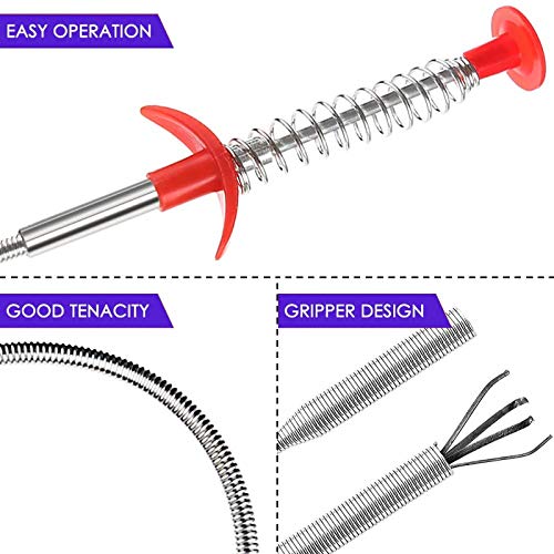 Drain Clog Remover Snake Tool for Hair and Debris, Unclog Toilet, Sink, Shower, Bathtub, Sewer - color: Orange 6+1