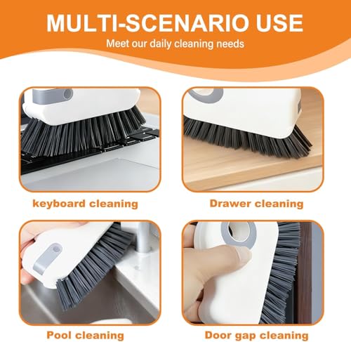 2 in 1 Groove Cleaning Brush Window Track Cleaning Tools, 2026 New Multifunction Hard Bristle Crevice Cleaning Brush with Hidden Scraperfor Sliding Door Track, Window Sill, Shutter Door (Mix) - color: Mix