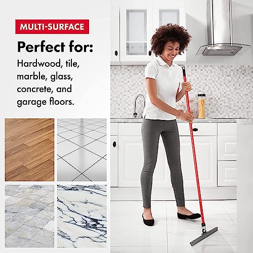Heavy Duty Floor Squeegee for Concrete and Tile Floor - Silicone Squeegee Broom Floor Scrubber - Large Single Cast Rubber Blade Aluminum Long Handle 360° Swivel Joint - Garage Shower Window Cleaning - size: 17 Inch Blade - 1 Piece Handle