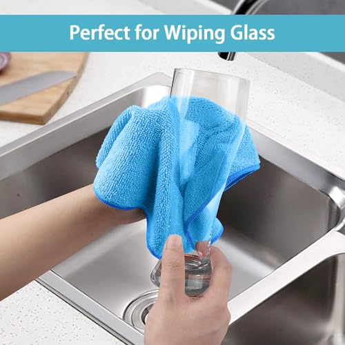 HOMEXCEL Blue Microfiber Cleaning Cloth 100 Pack, Microfiber Towel for Cars, Lint Free, Scratch-Free, Highly Absorbent, and Cleaning Rags for House, Window and Glass, Cars, TV Screen 11.5 X11.5 inch - color: Blue