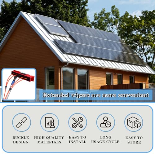 35FT Water Fed Pole Kit Adjustable Solar Panel Cleaning Kit Cleaner Tool for Window Glass Roof Outdoor Glass Brush Window Washing Equipment (35FT) - size: 35FT