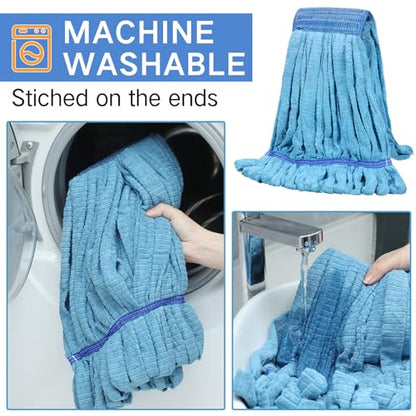 Lallisa 2 Pcs Commercial Mop Head Replacement 18 Oz Tube Microfiber Mop Heads for Floor Cleaning Industrial Mop Heads Blue Looped End Wet Mop Head Refill for Home Commercial Industrial Use - color: Blue