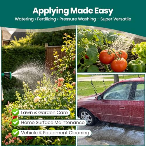 VENETIO 5-Dial Hose Attachment Spray Gun Pro with 6 Watering Patterns Nozzle and 30oz Refillable Bottle, Versatile Hose-End Garden Sprayer for Liquid Fertilizer, Weed Killer, Soap & Outdoor Cleaning - style: Sprayer Pro (30 oz)