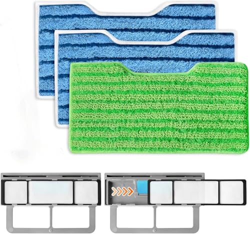 Reusable Replacement Pads Compatible with Shark Vac Pad VM252 VM251 VM200 VM200C VM190 VM252C QM250 VM250 VC205 Vacuum Mops Vacuum Mop Refills Upgraded Design of Dirt Chamber, 1+2+2 Pack - color: 1 Green+ 2 Blue