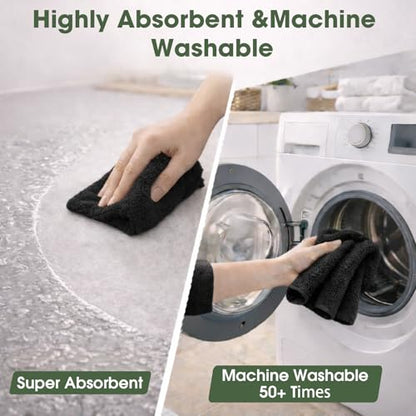 Microfiber Cleaning Cloth Roll - 100 Pack Tear Away Microfiber Paper Towels, Reusable, Washable, Scratch-Free, Kitchen Towels for Car, Home, Kitchen, Glass, Dishes (Black) - color: Black