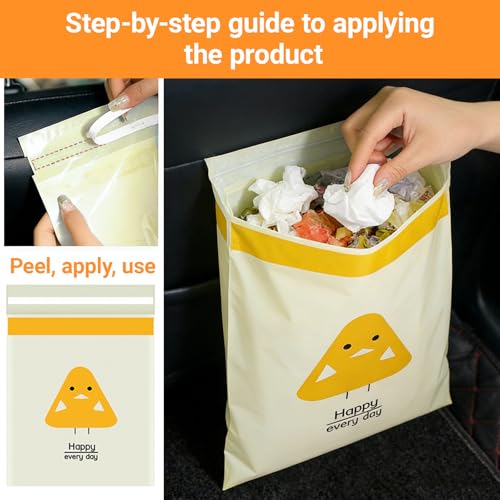 Disposable Car Trash Bags, 15PCS Set Car Trash Bags Adhesive Car Trash Bin, Trash Bags Trash Bin Liners for Car Accessories - color: 15Yellow