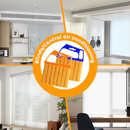 2 Pcs Blind Cleaner Duster Tool,Blind Dusters for Cleaning,Cleaning Brush,7 Finger Dusting Cleaner Tool for Window & Air Conditioner,Window Blinds Cleaner Microfiber Washable - style: 2 Pack