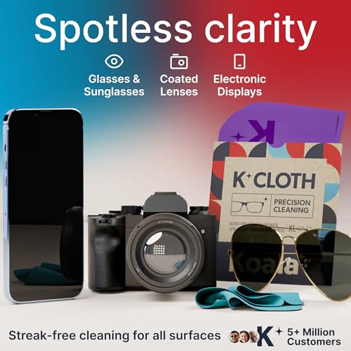 Koala Lens Cleaning Cloth | Japanese Microfiber | Glasses Cleaning Cloths | Eyeglass Lens Cleaner | Eyeglasses, Camera, VR/AR Headset, and Screen Cleaner | Blue & Purple (Pack of 3) - color: Purple / Blue, size: 3 Pack (XL)